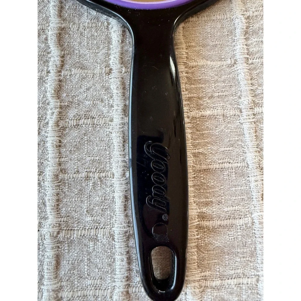 Vintage Goody Handheld Mirror Black Purple Retro Textured Back Vanity Accessory